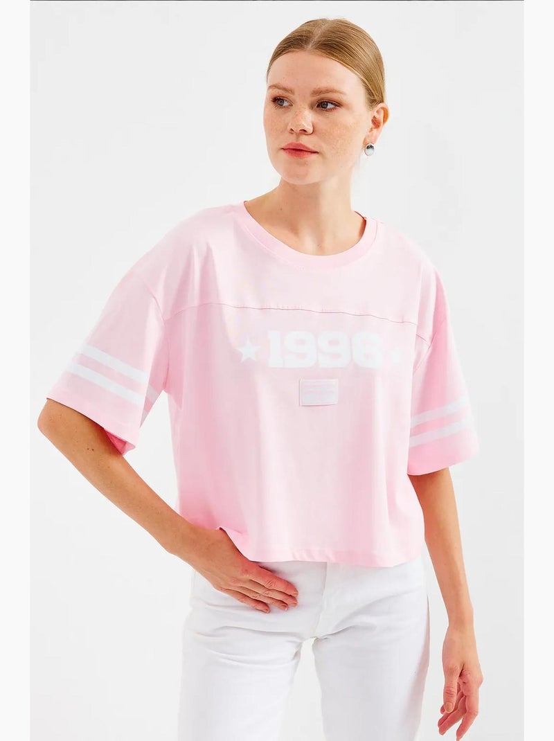 Oversized basic t-shirt met print bdart Lichtroze - Kiabi