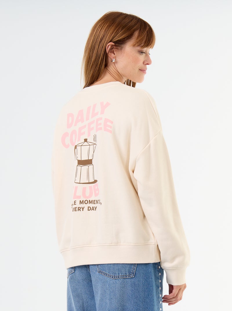 Oversized bedrukte sweater Biege - Kiabi