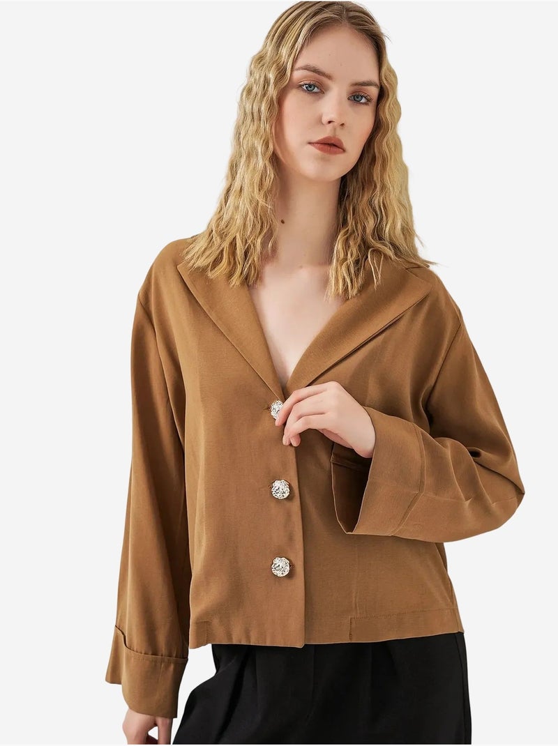 Oversized blazerjasje met knoopsluiting bdart Camel - Kiabi