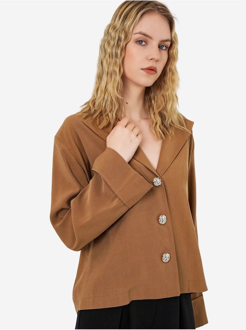Oversized blazerjasje met knoopsluiting bdart Camel - Kiabi