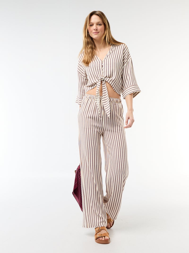 Oversized blouse met knoopdetail Biege - Kiabi