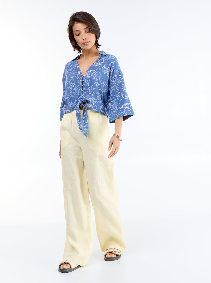 Oversized blouse met knoopdetail Blauw - Kiabi