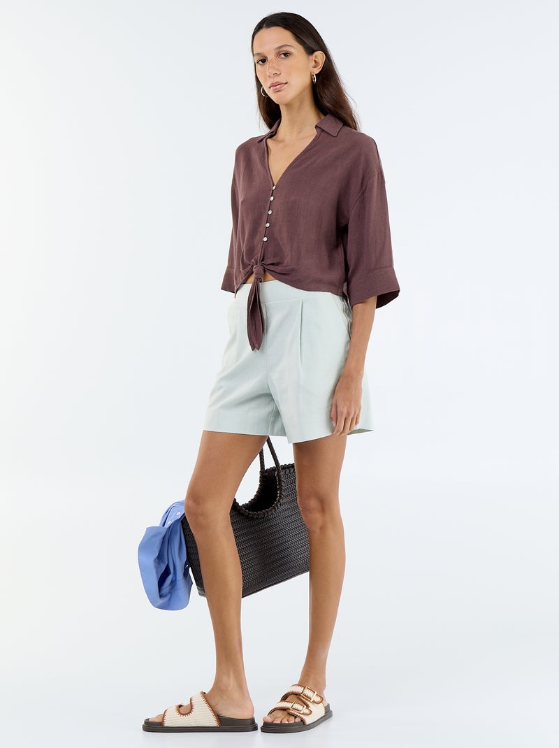 Oversized blouse met knoopdetail Bruin - Kiabi