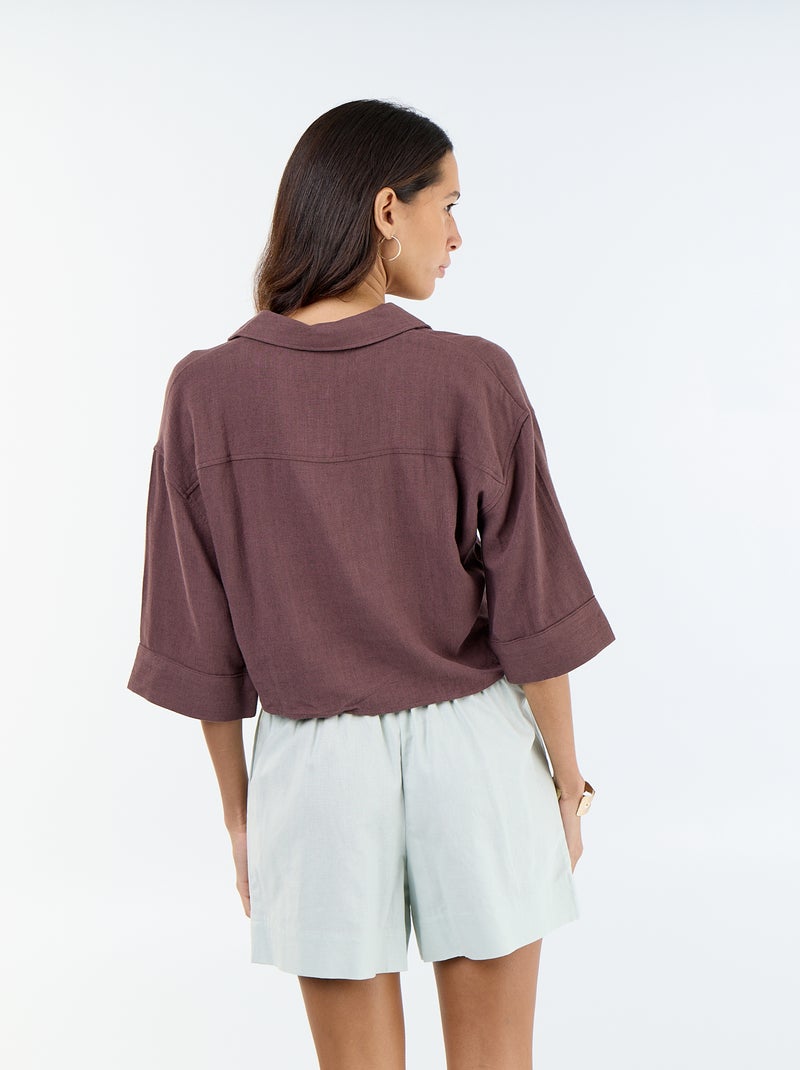 Oversized blouse met knoopdetail Bruin - Kiabi