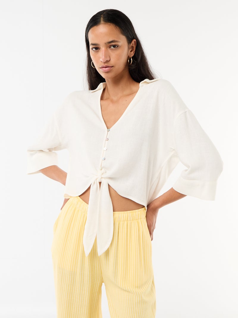Oversized blouse met knoopdetail Wit - Kiabi