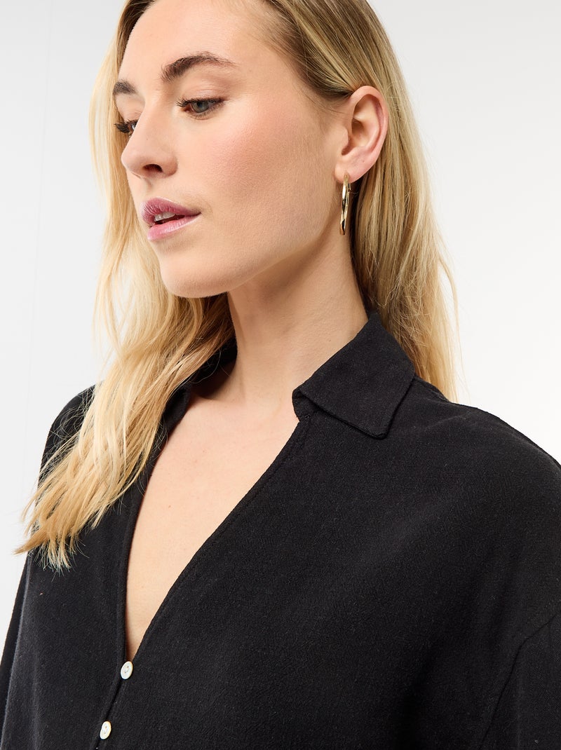 Oversized blouse met knoopdetail Zwart - Kiabi