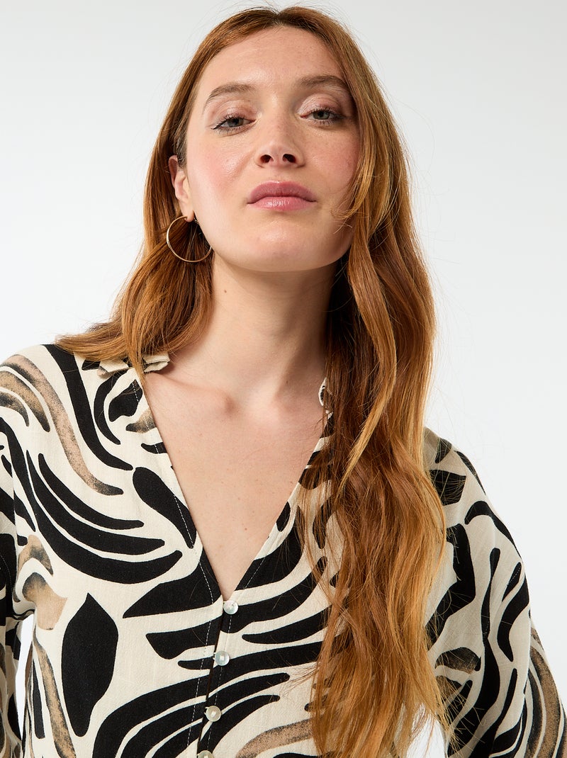 Oversized blouse met knoopdetail Zwart - Kiabi