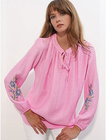 Oversized blouse van crêpe met borduursel bdart