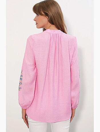 Oversized blouse van crêpe met borduursel bdart