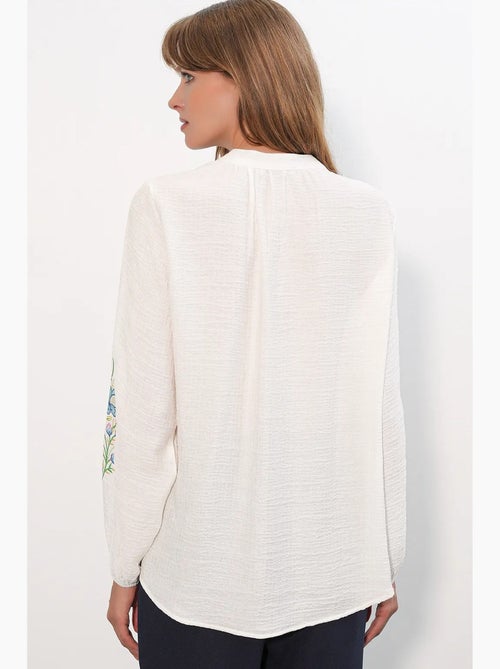 Oversized blouse van crêpe met borduursel bdart - Kiabi
