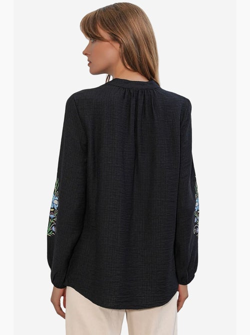 Oversized blouse van crêpe met borduursel bdart - Kiabi
