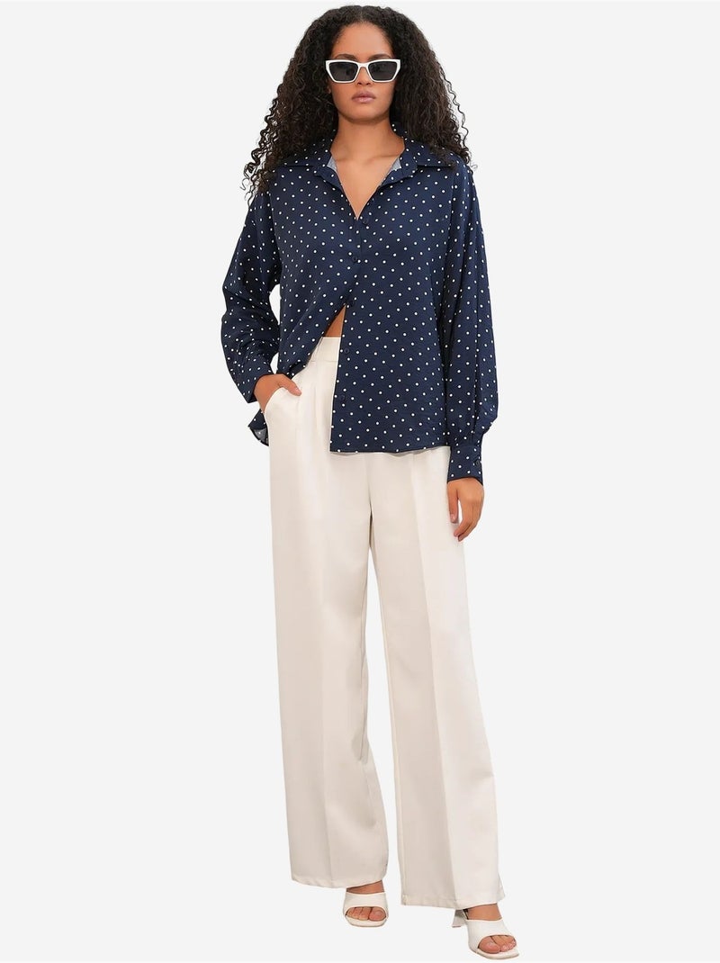 Oversized blouse van crêpe met stippen bdart Marineblauw - Kiabi