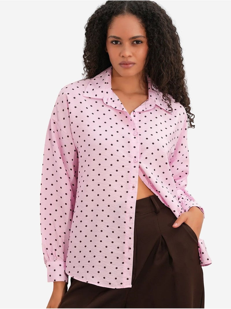 Oversized blouse van crêpe met stippen bdart Roze - Kiabi