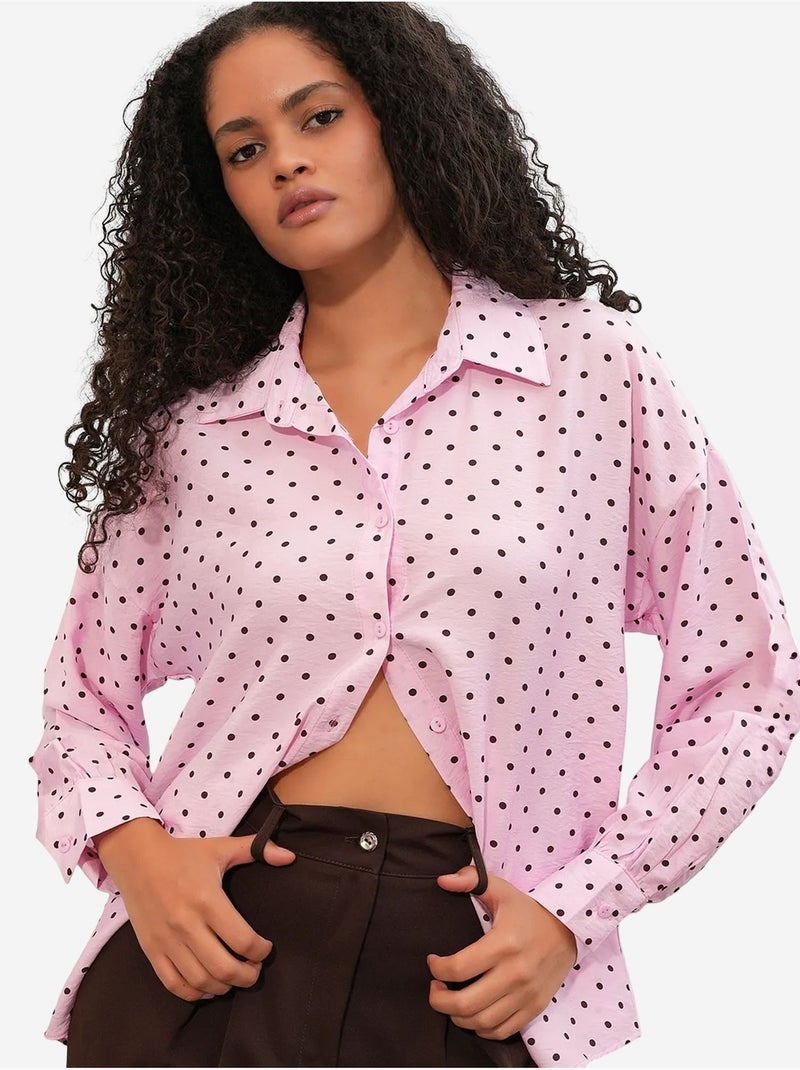 Oversized blouse van crêpe met stippen bdart Roze - Kiabi