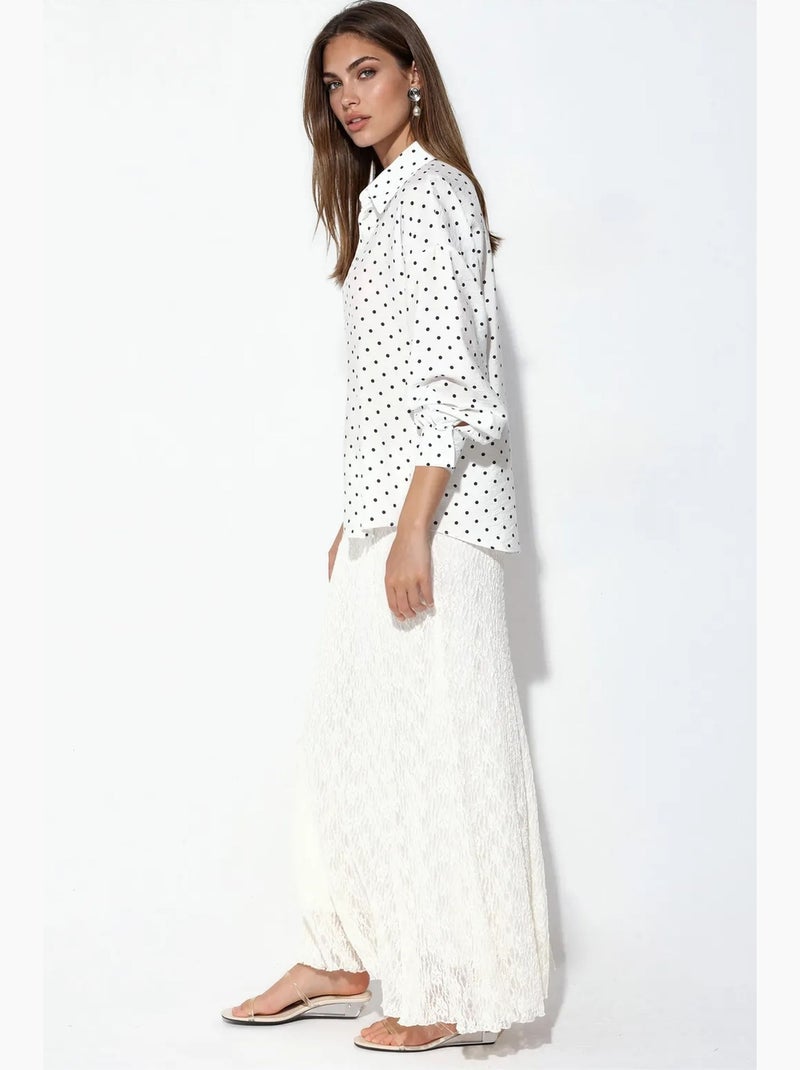 Oversized blouse van crêpe met stippen bdart Wit - Kiabi