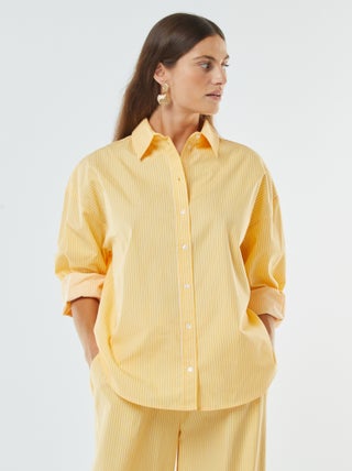 Oversized blouse van gestreepte popeline