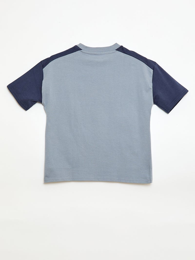 Oversized colorblock T-shirt Blauw - Kiabi