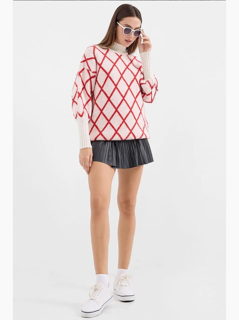 Oversized coltrui met geometrisch patroon bdart Rood - Kiabi