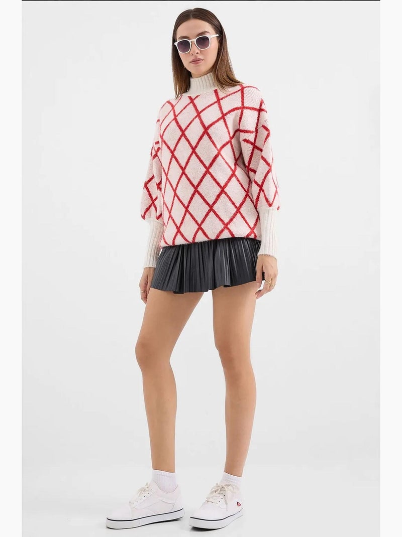 Oversized coltrui met geometrisch patroon bdart Rood - Kiabi