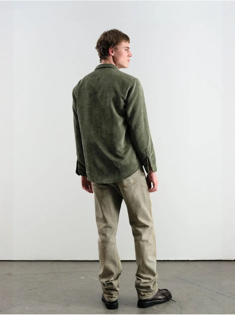 Oversized corduroy overhemd met lange mouwen en knoopsluiting giesto Kaki - Kiabi