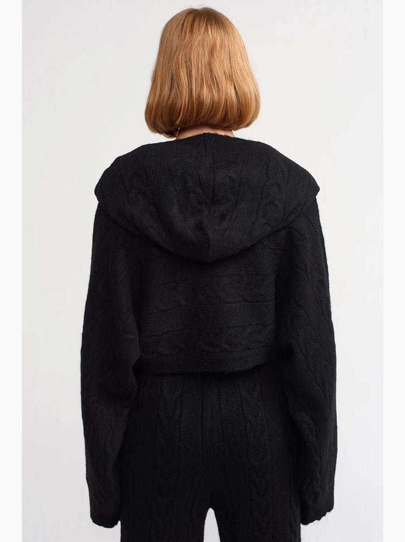 Oversized cropped hoodie met kabelpatroon dilvin Zwart - Kiabi