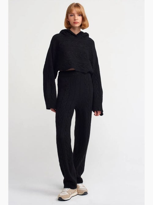 Oversized cropped hoodie met kabelpatroon dilvin - Kiabi