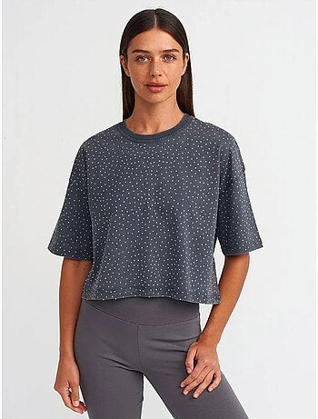 Oversized cropped t-shirt met ronde hals dilvin