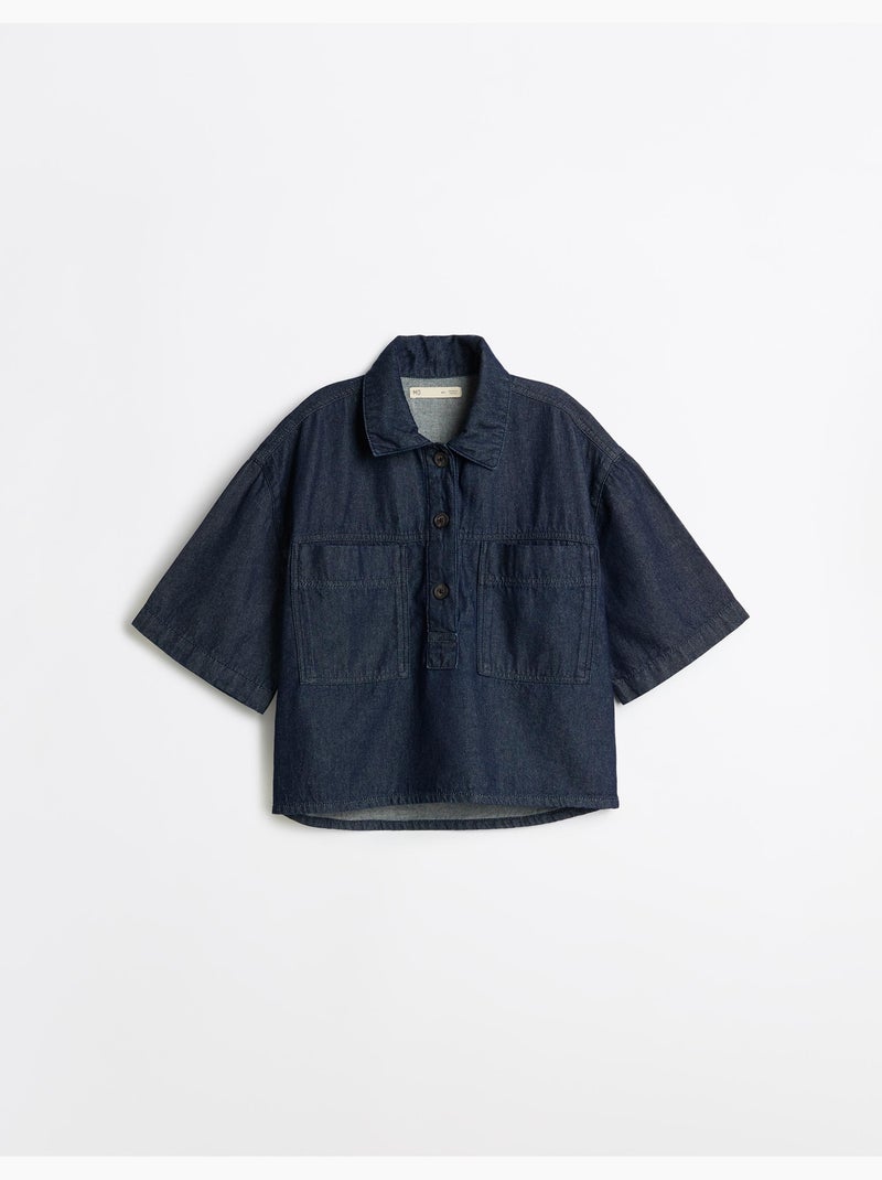 Oversized denim shirt voor vrouwen, mo fashion Blauw - Kiabi