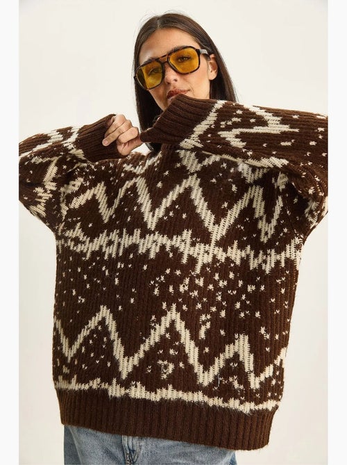 Oversized etnische gebreide trui lucci - Kiabi