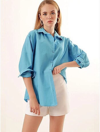 Oversized gebloemd poplin overhemd met knoopsluiting bdart