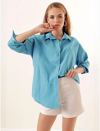 Oversized gebloemd poplin overhemd met knoopsluiting bdart