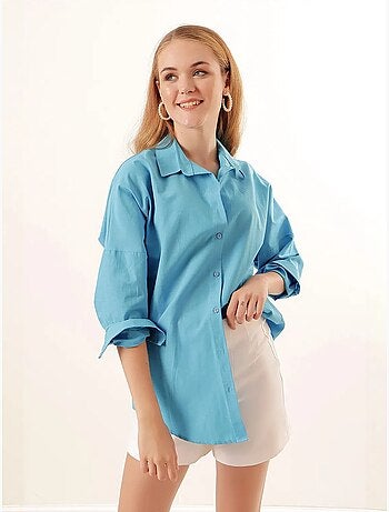 Oversized gebloemd poplin overhemd met knoopsluiting bdart