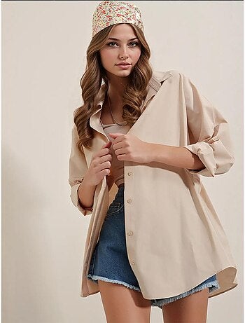 Oversized gebloemd poplin overhemd met knoopsluiting bdart