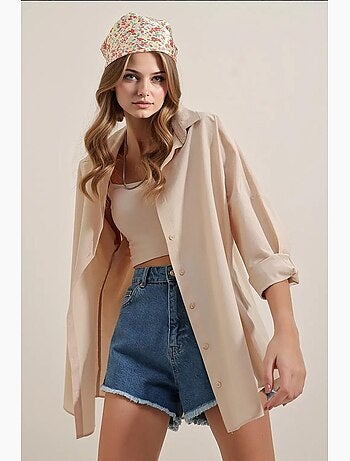 Oversized gebloemd poplin overhemd met knoopsluiting bdart