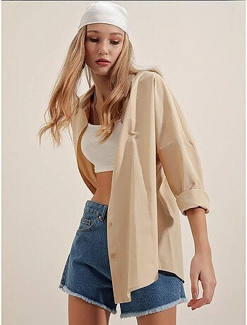 Oversized gebloemd poplin overhemd met knoopsluiting bdart