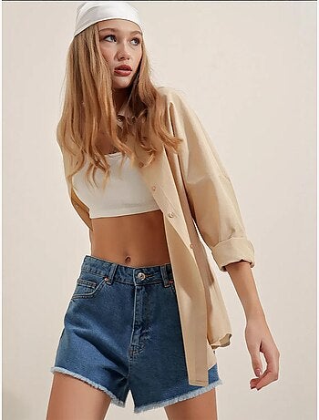 Oversized gebloemd poplin overhemd met knoopsluiting bdart