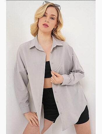 Oversized gebloemd poplin overhemd met knoopsluiting bdart