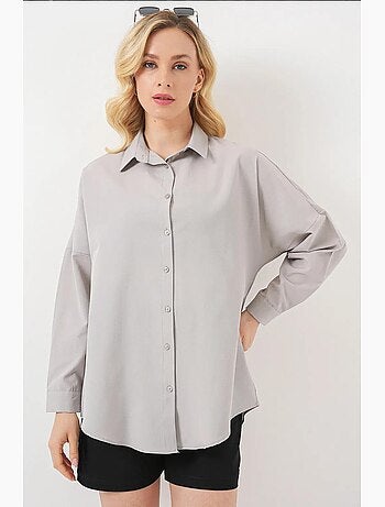Oversized gebloemd poplin overhemd met knoopsluiting bdart