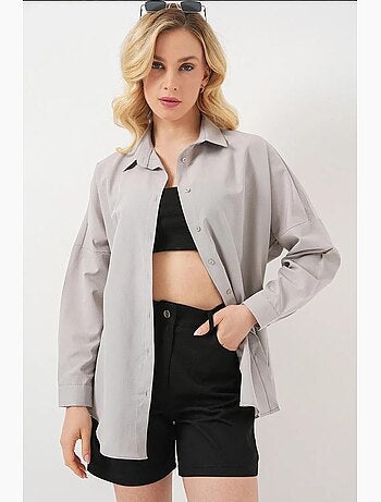 Oversized gebloemd poplin overhemd met knoopsluiting bdart