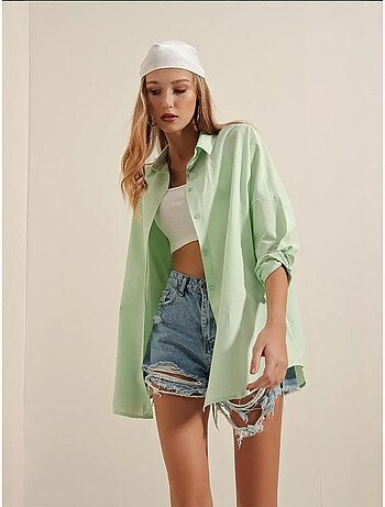 Oversized gebloemd poplin overhemd met knoopsluiting bdart