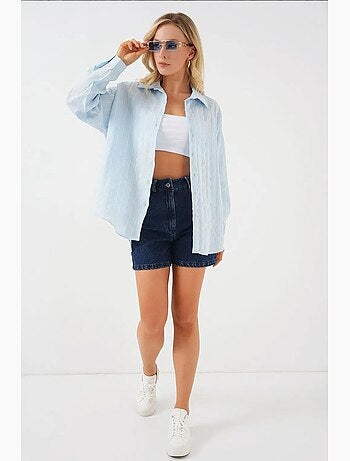 Oversized gebloemd poplin overhemd met knoopsluiting bdart