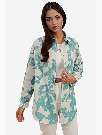 Oversized gebloemd poplin overhemd met knoopsluiting bdart