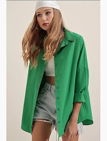 Oversized gebloemd poplin overhemd met knoopsluiting bdart
