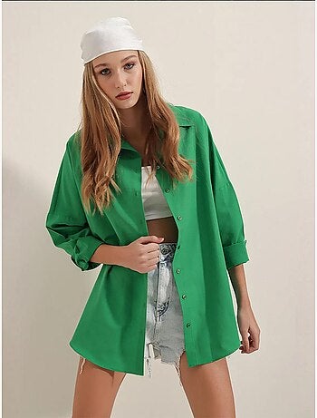Oversized gebloemd poplin overhemd met knoopsluiting bdart