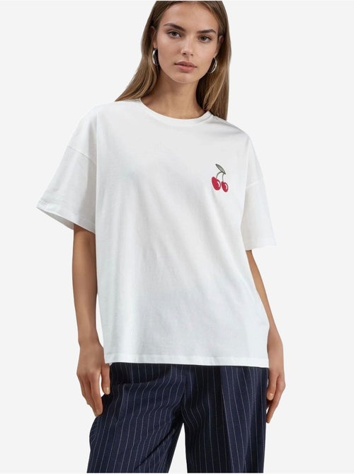 Oversized gebreid t-shirt met borduursel hiccup - Kiabi