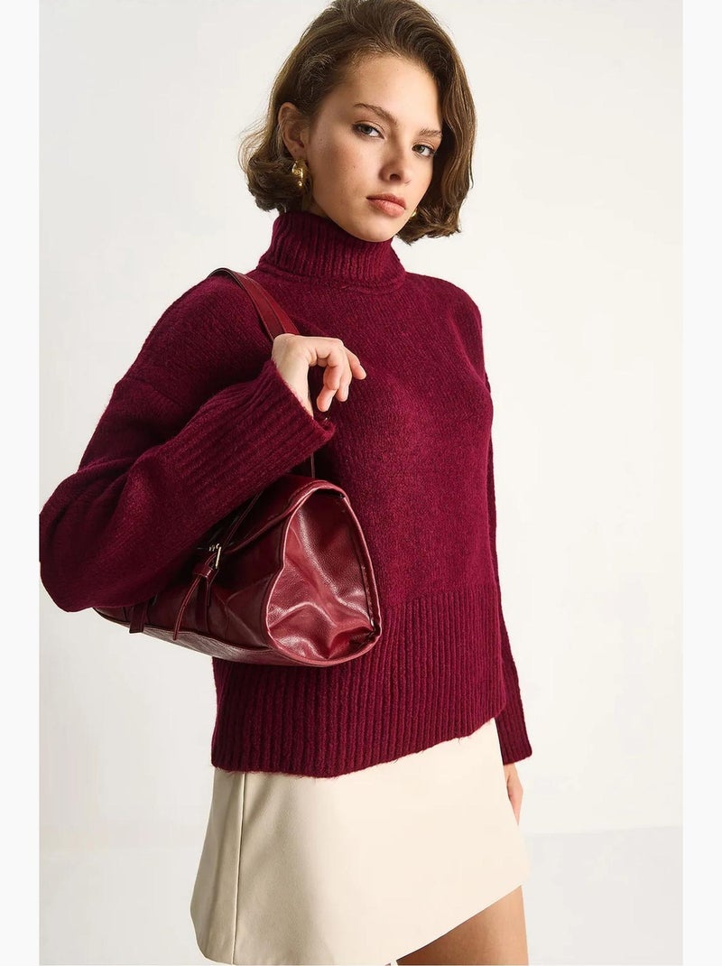 Oversized gebreide coltrui lucci Bordeauxrood - Kiabi