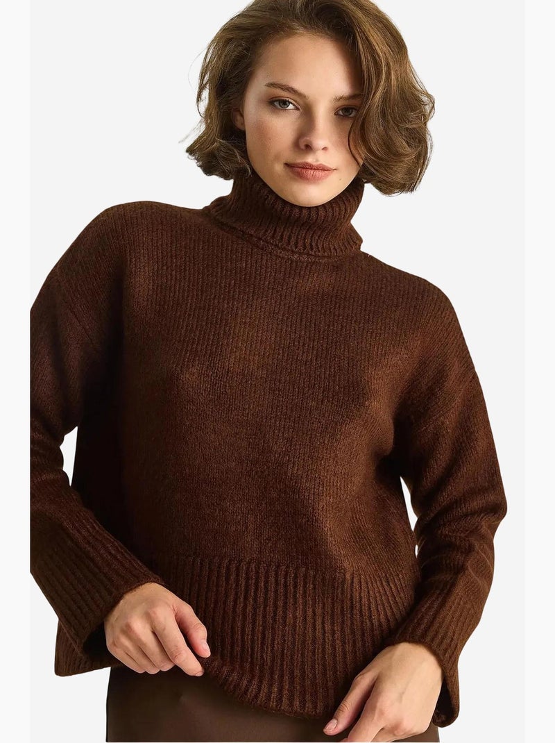 Oversized gebreide coltrui lucci Chocoladebruin - Kiabi