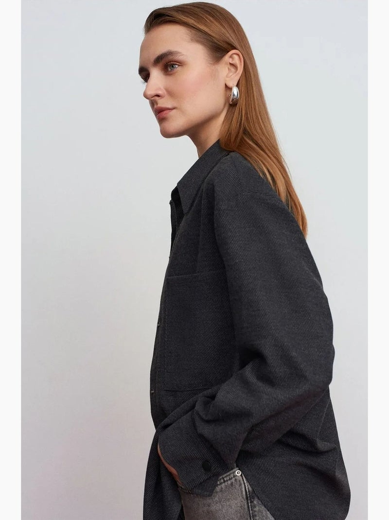 Oversized gebreide overshirt met lange mouwen dilvin Donkergrijs - Kiabi