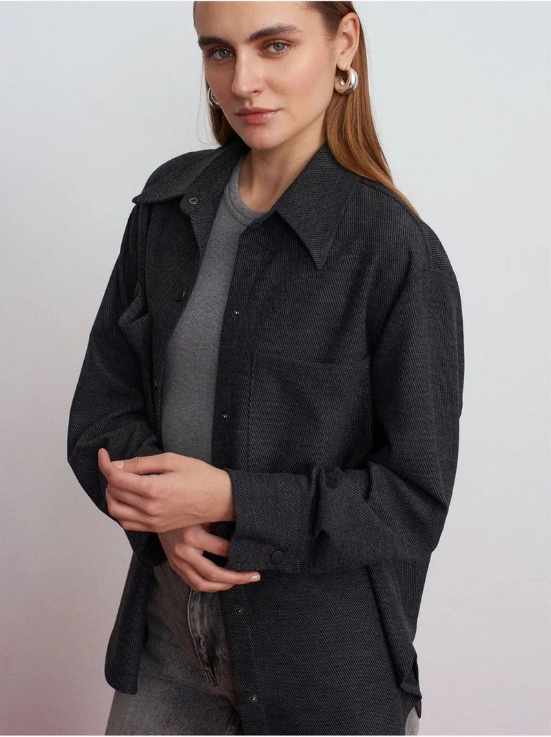 Oversized gebreide overshirt met lange mouwen dilvin Donkergrijs - Kiabi