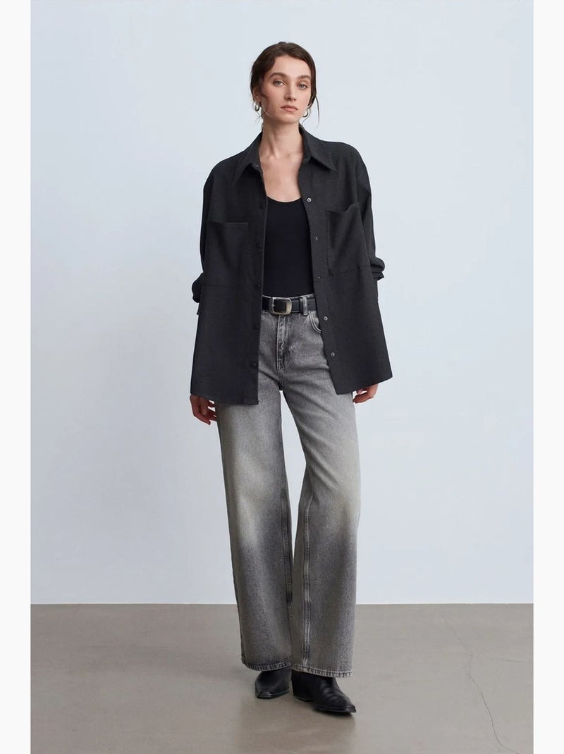 Oversized gebreide overshirt met lange mouwen dilvin Zwart - Kiabi